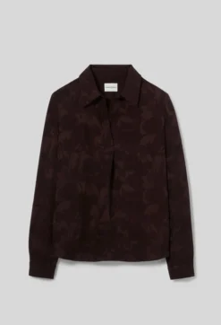 Blouse droite jacquard floral col rabats