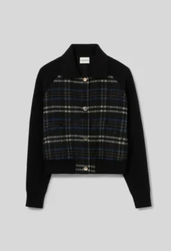 Blouson bi-matière rayé
