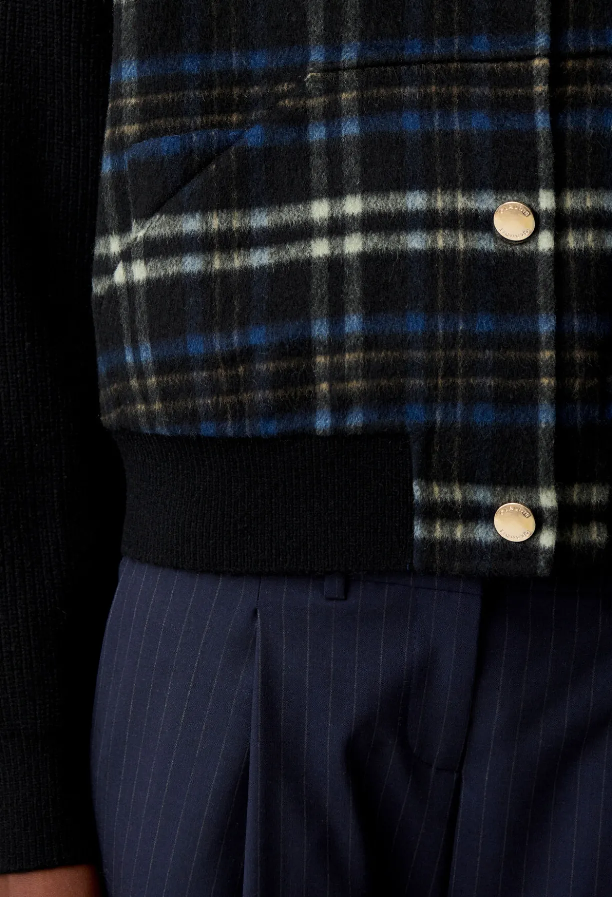 Blouson bi-matière rayé