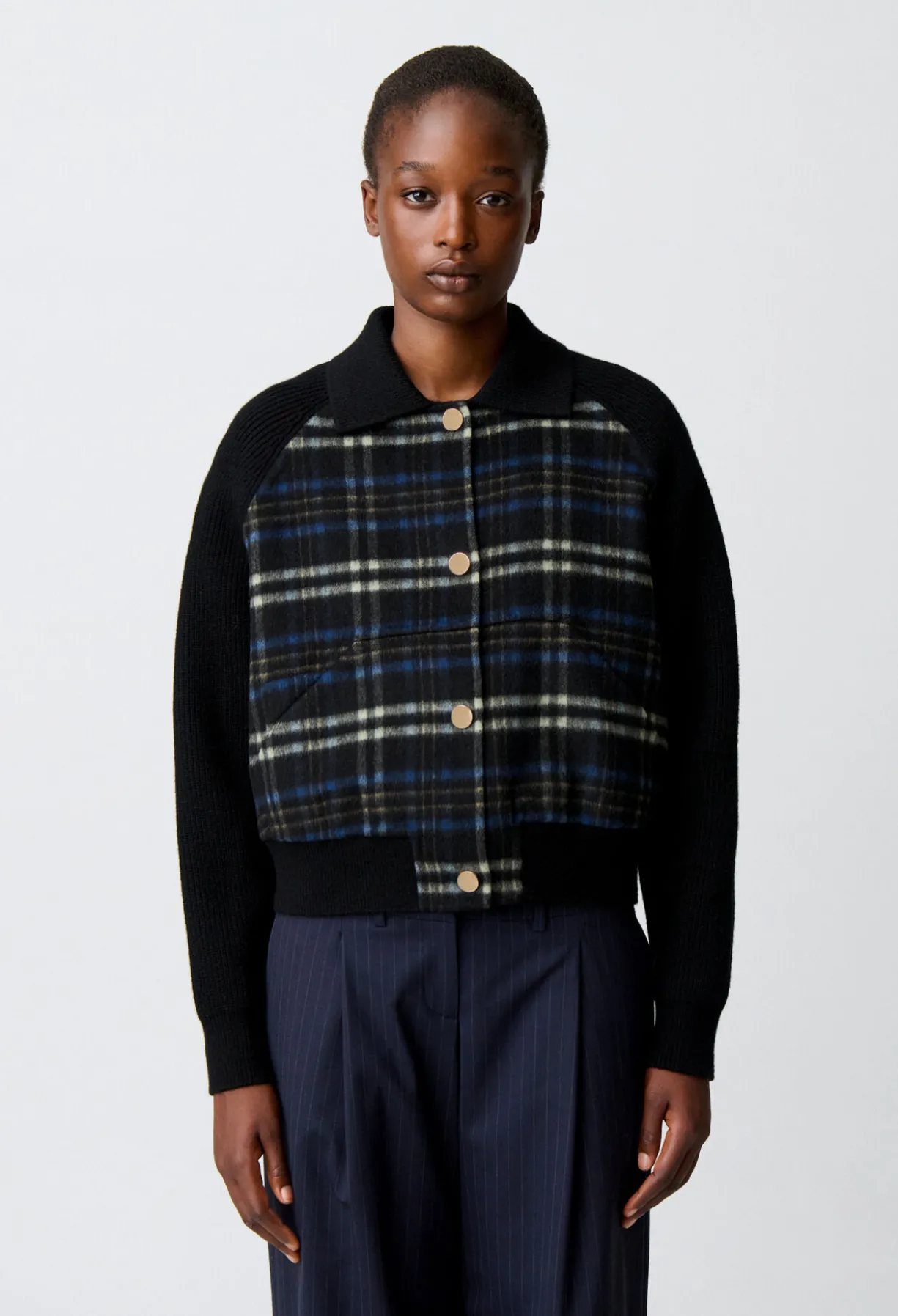 Blouson bi-matière rayé