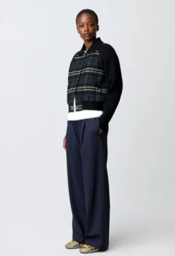 Blouson bi-matière rayé