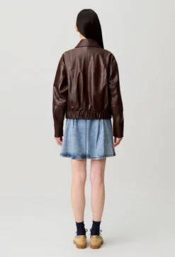 Blouson cuir brillant casual