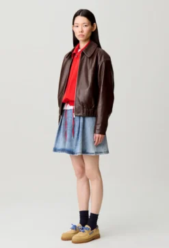 Blouson cuir brillant casual
