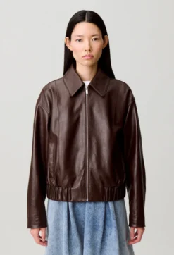 Blouson cuir brillant casual