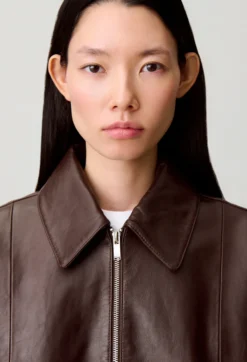 Blouson cuir brillant casual