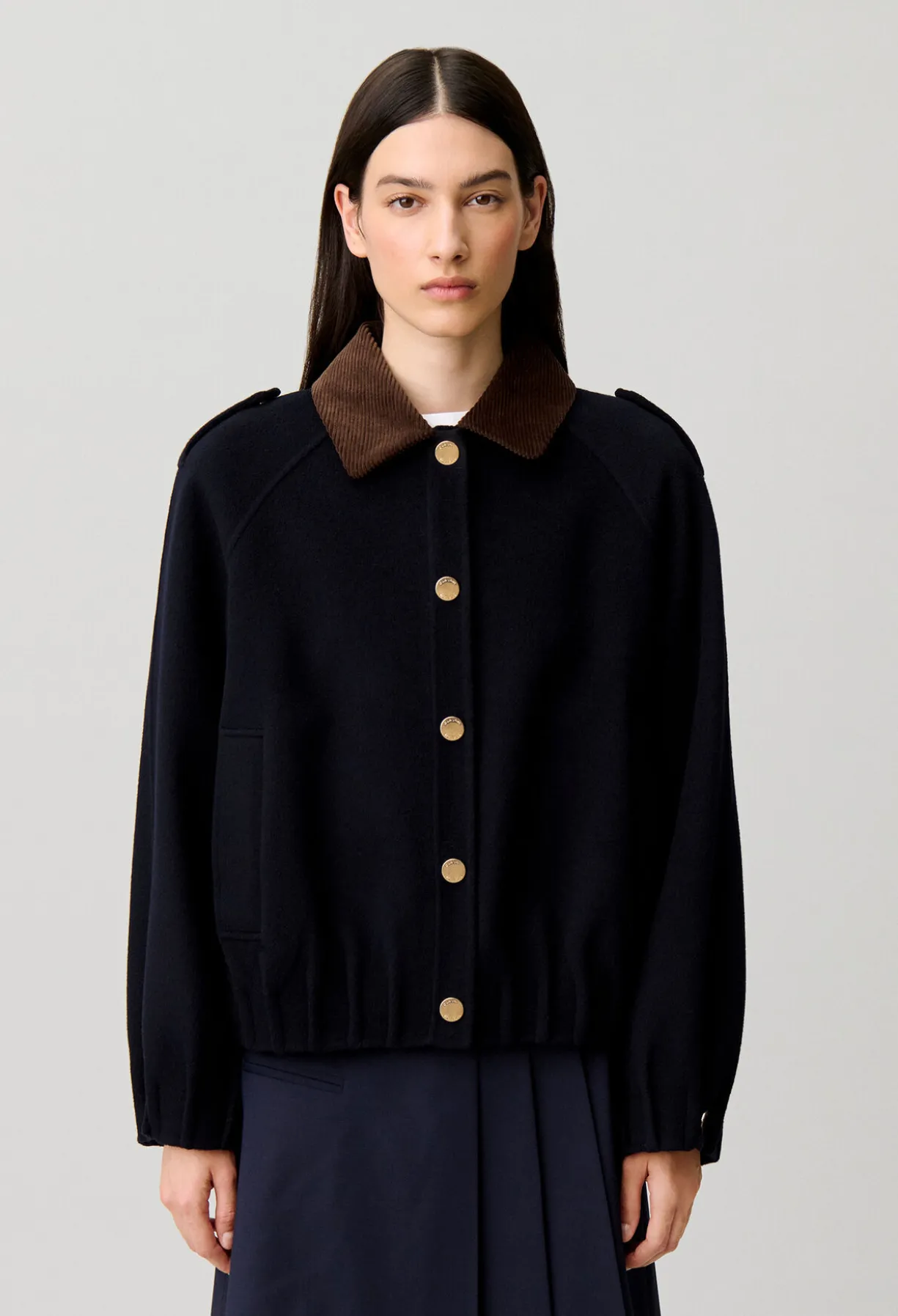 Blouson large pressions dorées