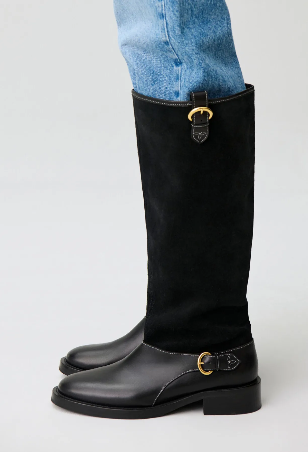 Bottes mi-hautes cuir suède noir