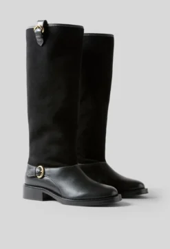 Bottes mi-hautes cuir suède noir