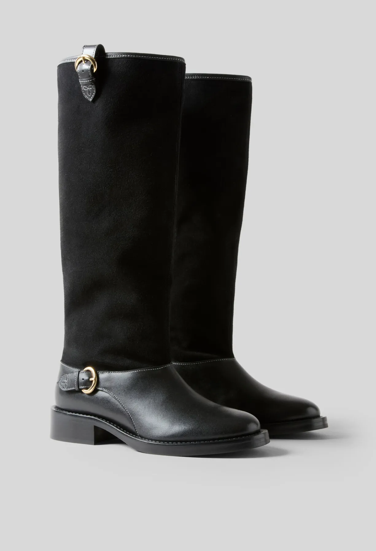 Bottes mi-hautes cuir suède noir