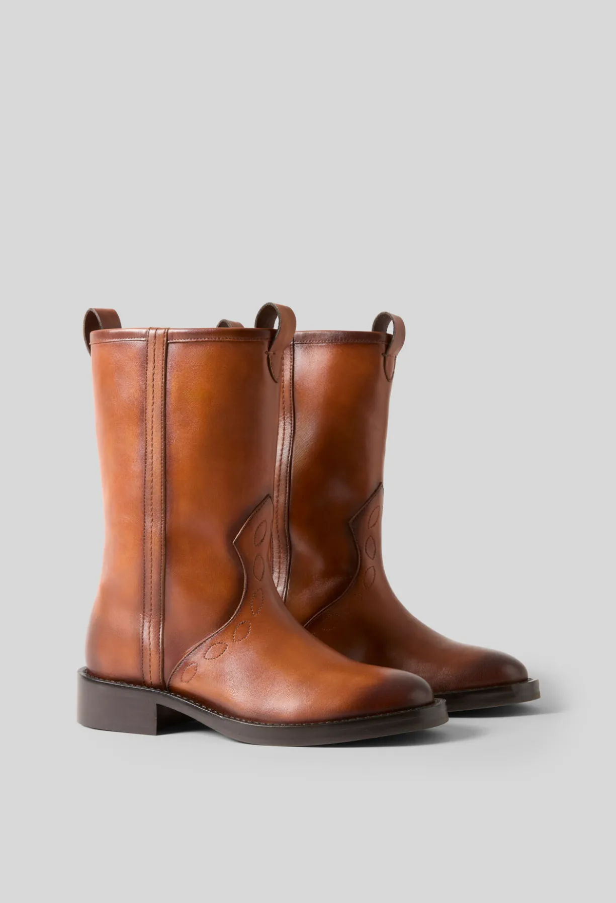 Bottines santiags cuir lisse