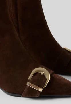 Bottines suède boucle dorée