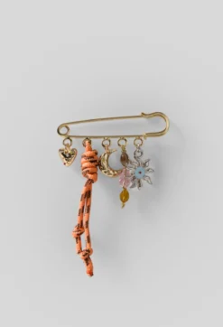 Broche métal et pierres naturelles