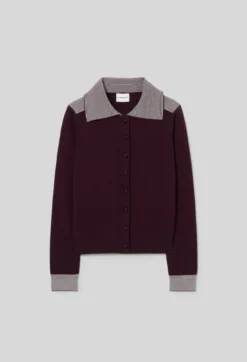 Cardigan laine col marin rayures