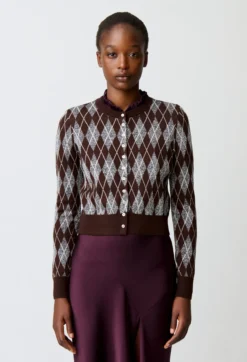 Cardigan maille motif Argyle
