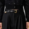 Ceinture cuir boucle organique