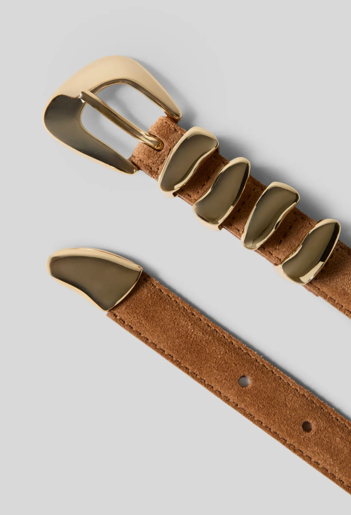 Ceinture cuir lisse boucle organique
