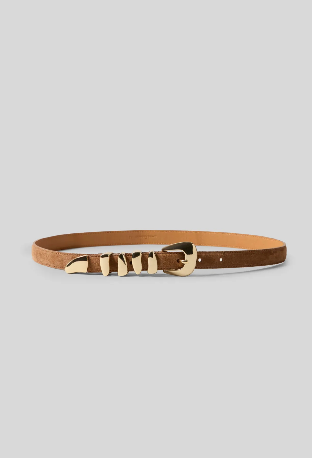 Ceinture cuir lisse boucle organique