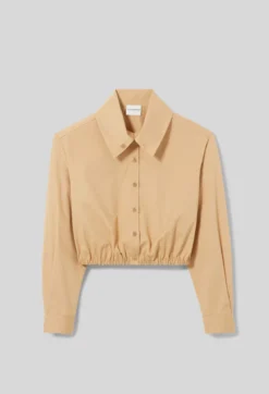 Chemise cropped col montant