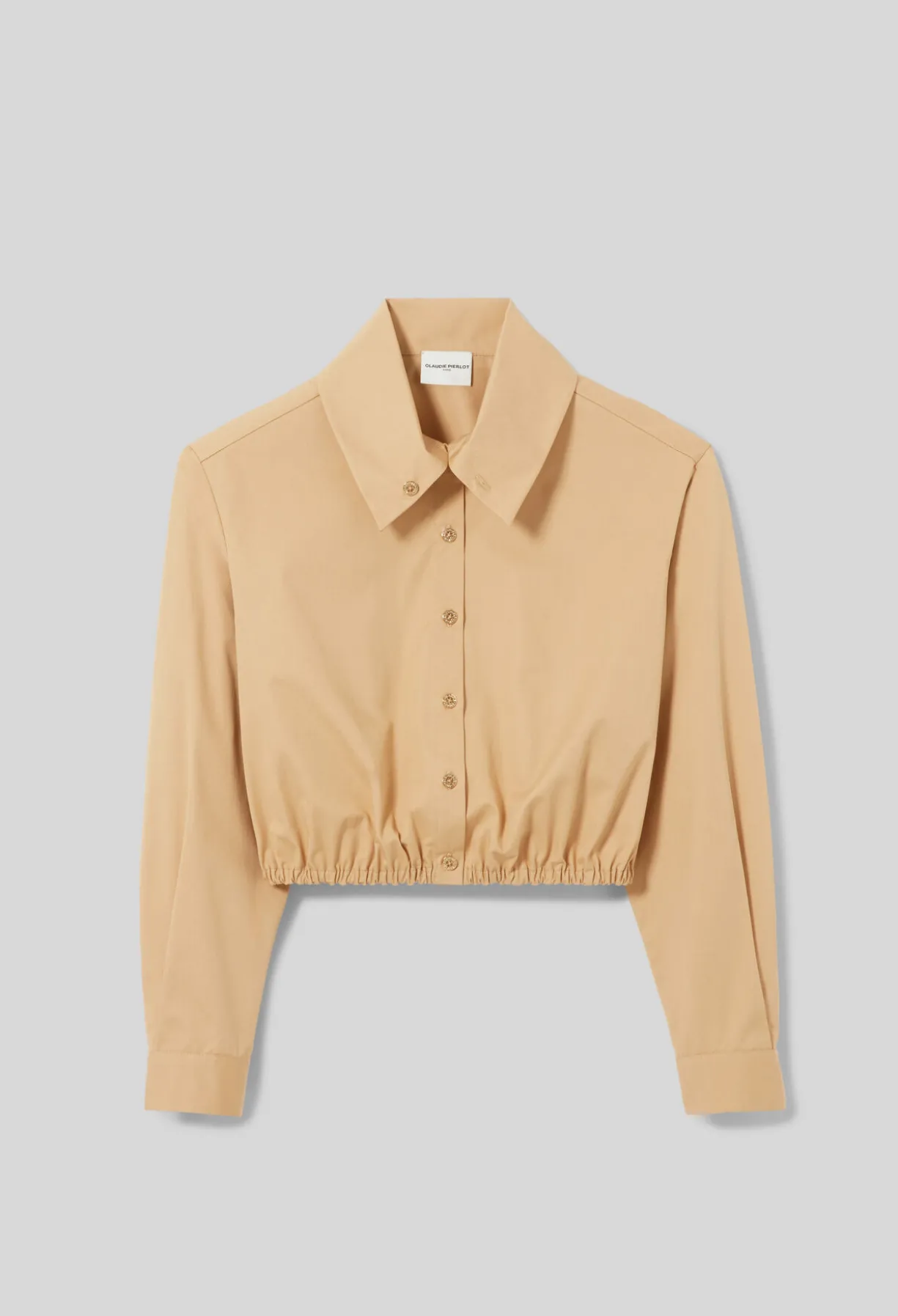Chemise cropped col montant