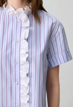 Chemise popeline rayée volants