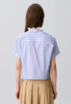 Chemise popeline rayée volants
