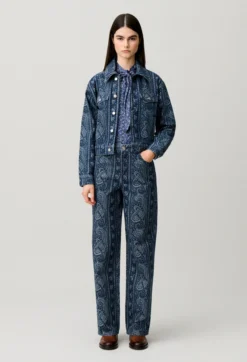 Jean droit denim imprimé
