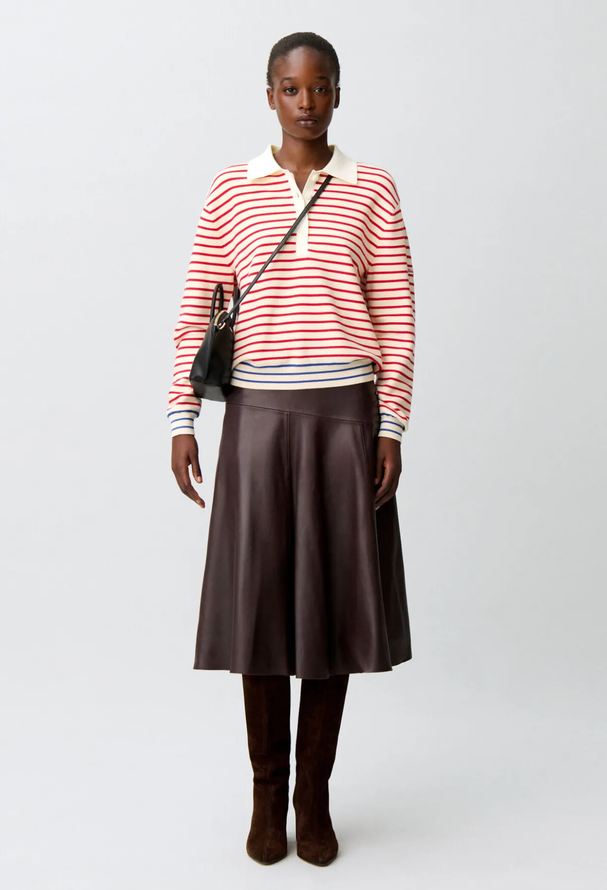 Jupe cuir mi-longue