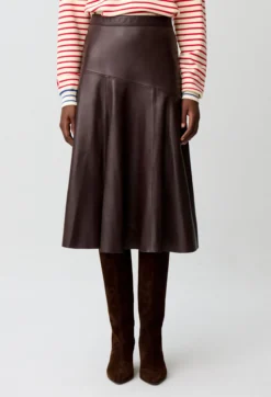 Jupe cuir mi-longue
