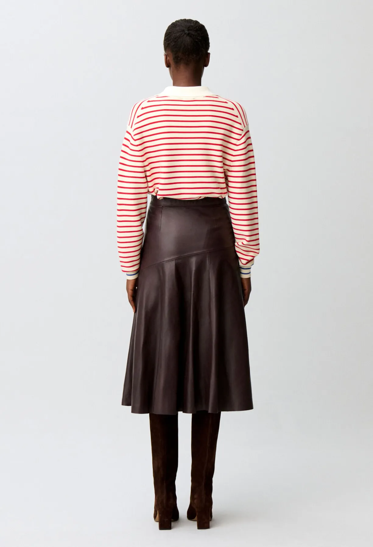 Jupe cuir mi-longue