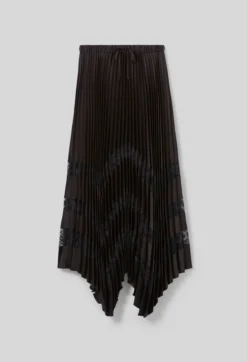 Jupe satin dentelle plissée