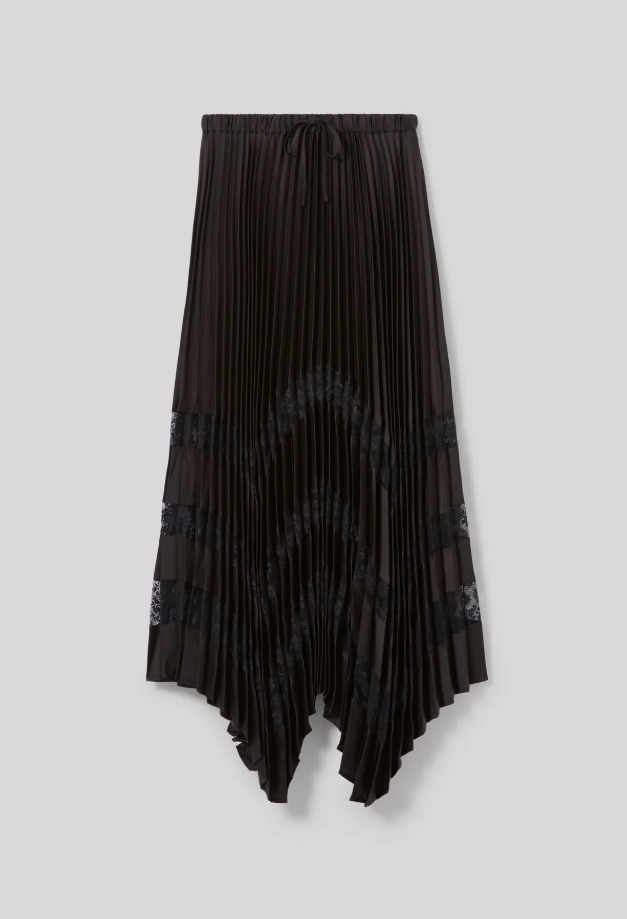 Jupe satin dentelle plissée
