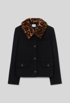 Manteau court laine mélangée