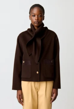 Manteau court laine mélangée