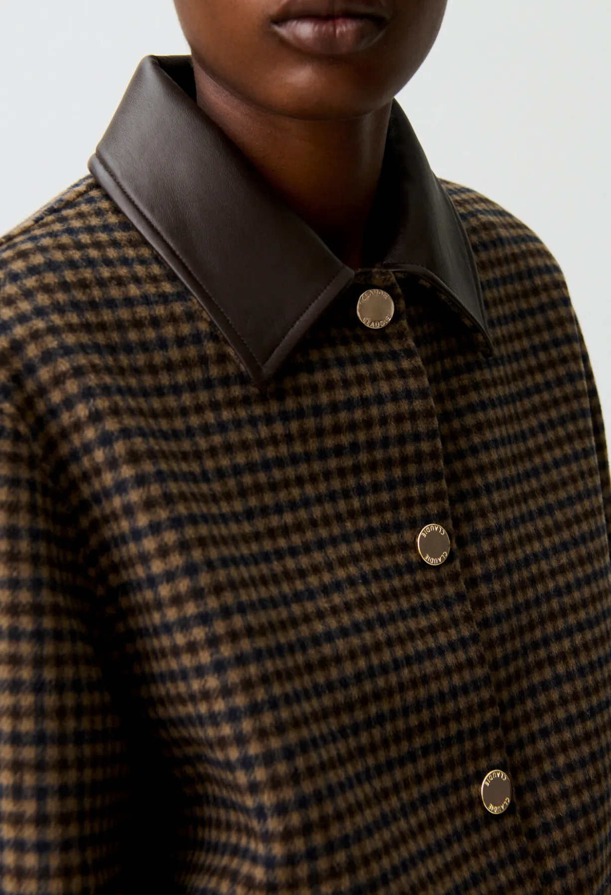 Manteau court laine mélangée