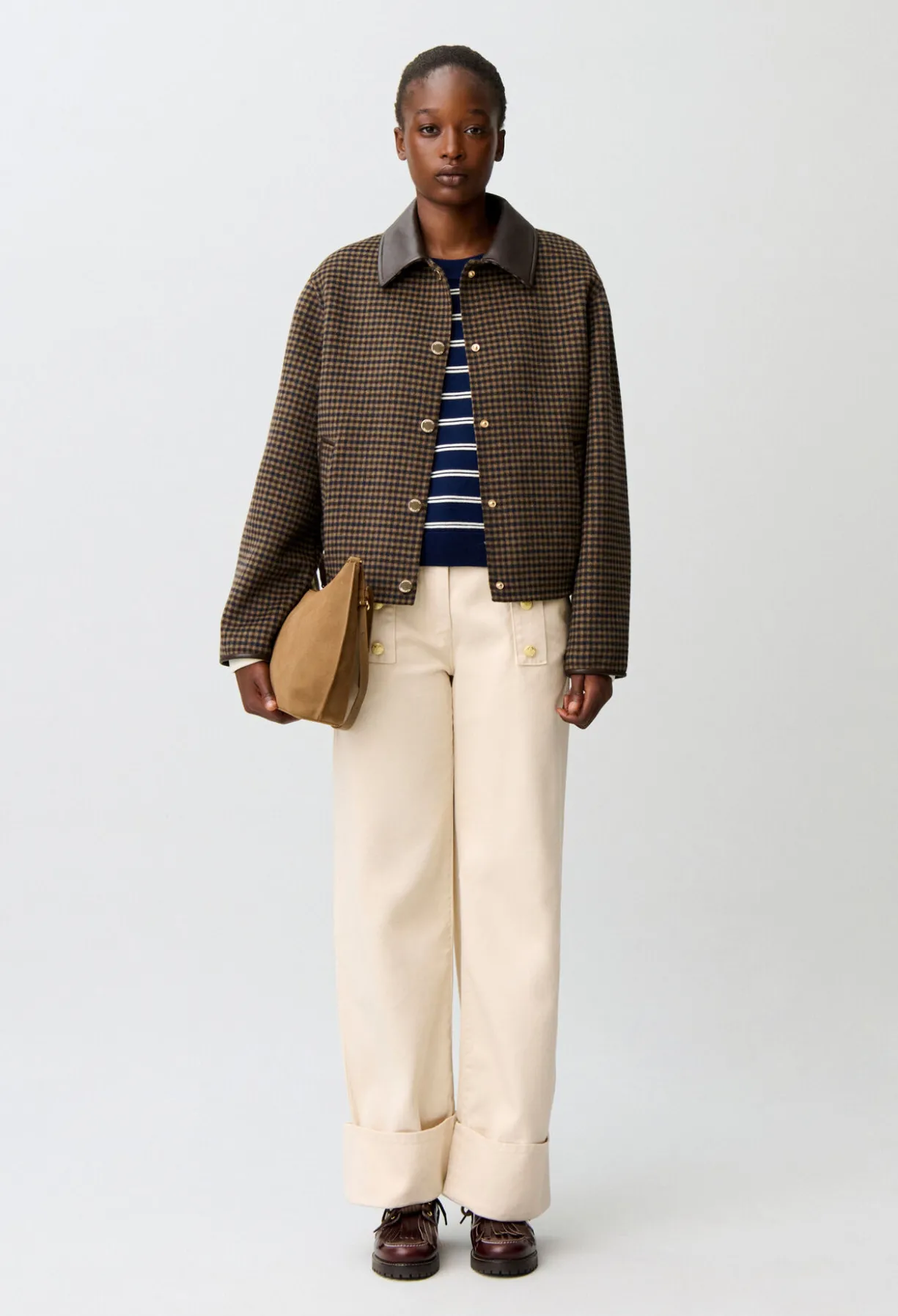 Manteau court laine mélangée