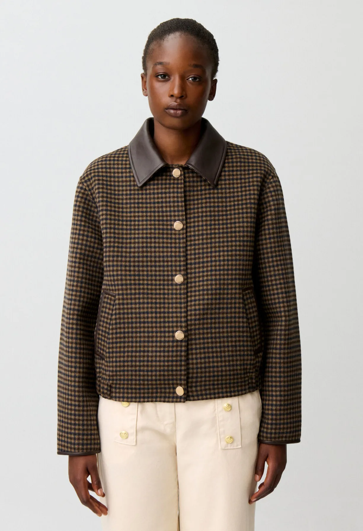Manteau court laine mélangée