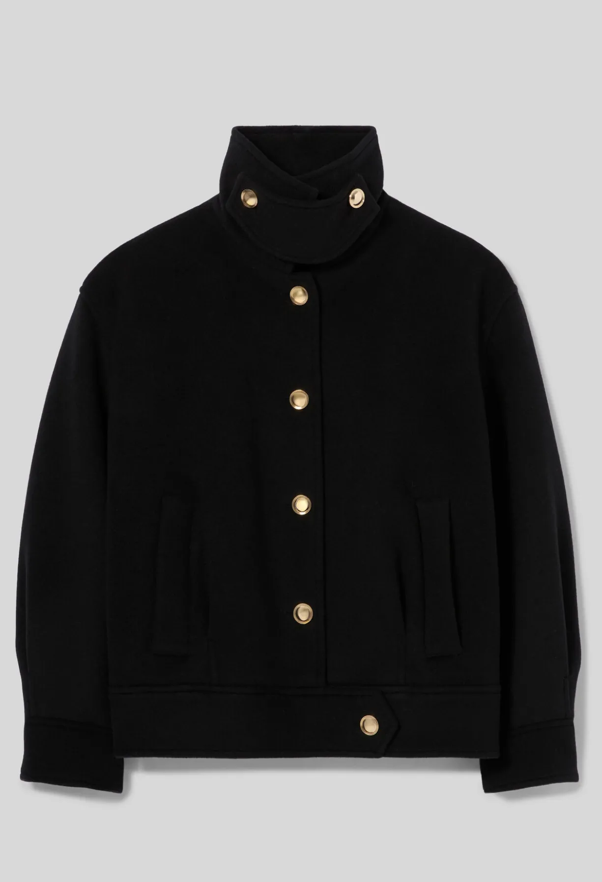 Manteau court noir col montant