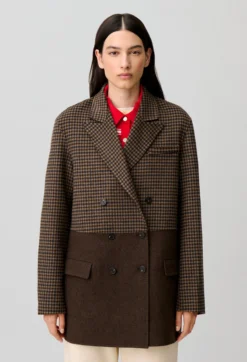 Manteau laine carreaux uni