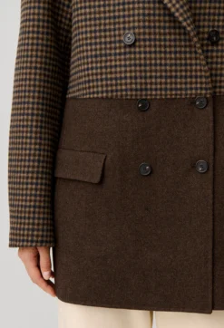 Manteau laine carreaux uni