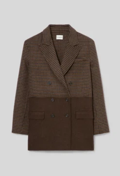 Manteau laine carreaux uni