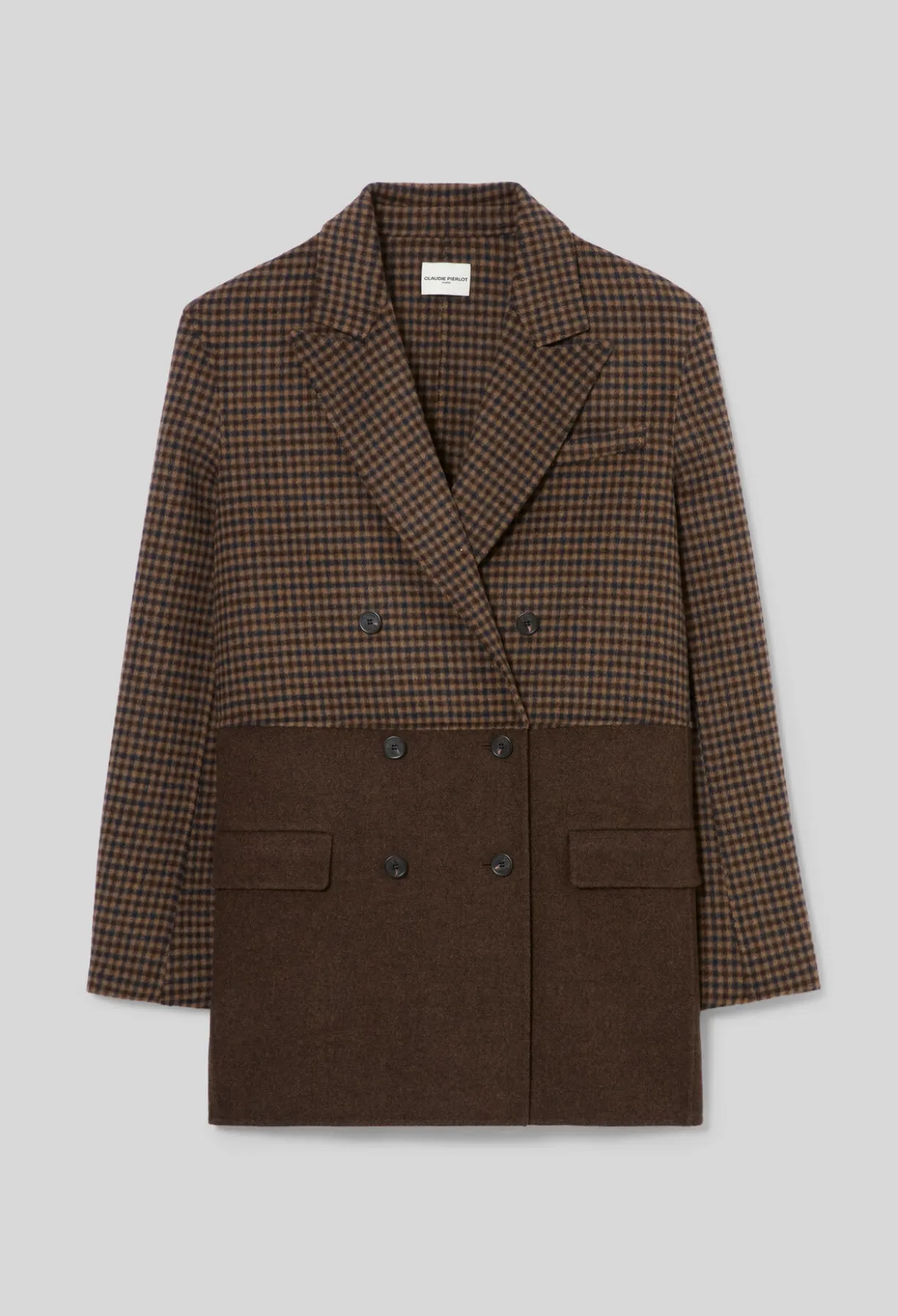 Manteau laine carreaux uni