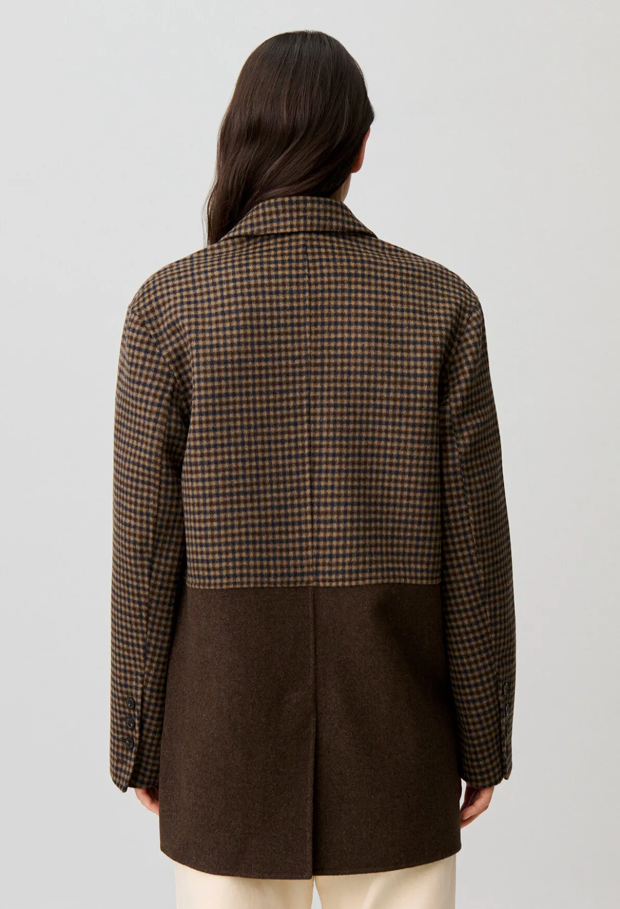 Manteau laine carreaux uni