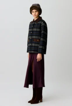 Manteau laine mélangée carreaux