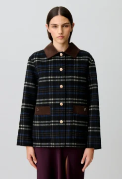 Manteau laine mélangée carreaux