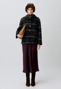 Manteau laine mélangée carreaux