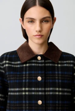 Manteau laine mélangée carreaux