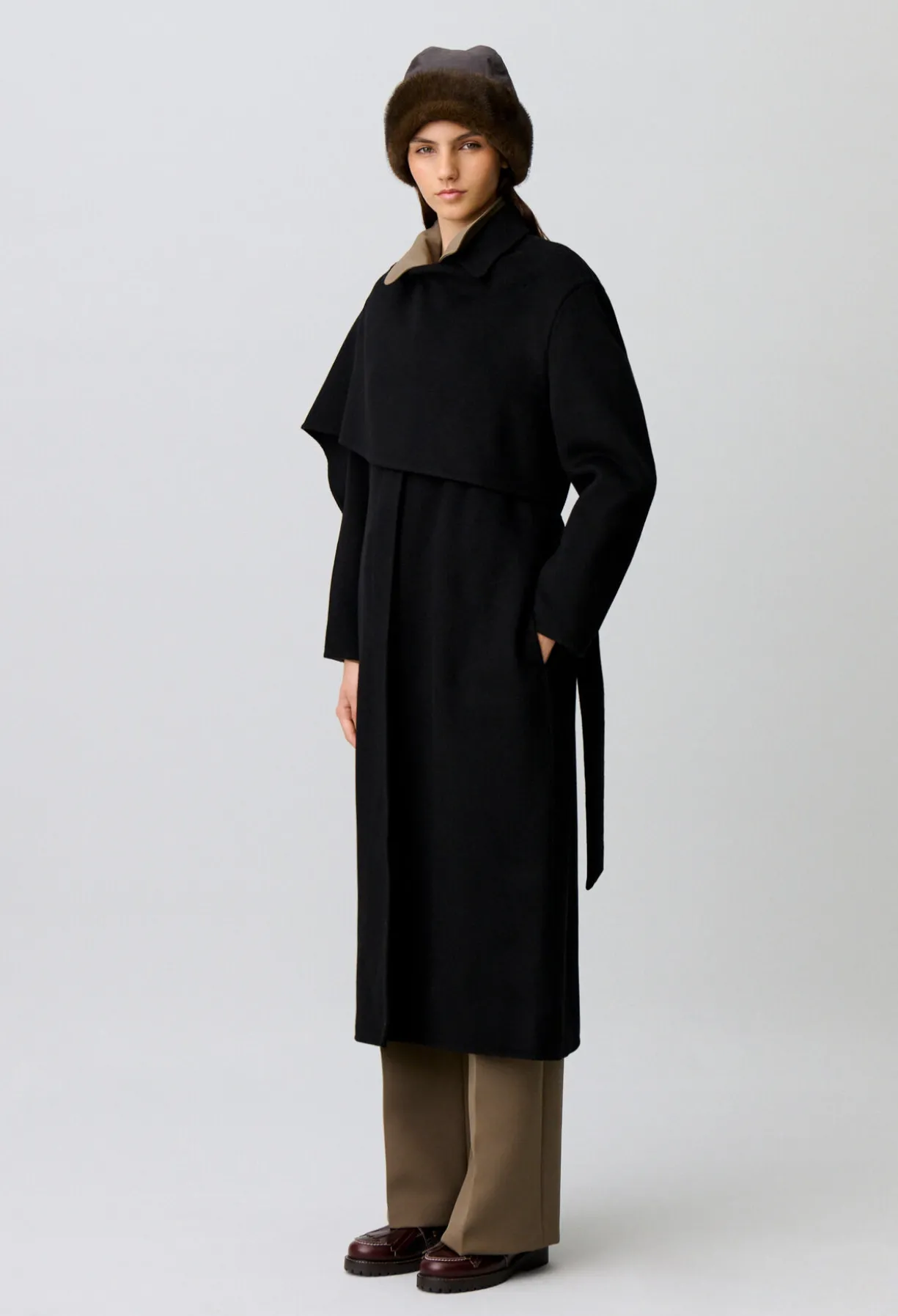 Manteau long drapé