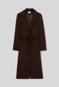 Manteau long laine ceinture