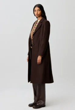 Manteau long laine ceinture