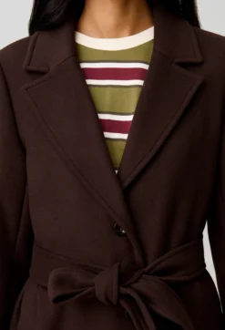 Manteau long laine ceinture
